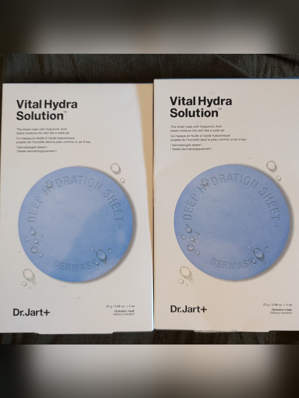 Dr Jart Dermask LOT(2) Vital Hydra Solution Mask 5 Pk Hyaluronic Acid NEW Spa